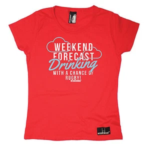 Weekend Forecast Drinking With A Chance Of Rugby WOMENS Funny birthday gift - Picture 1 of 10