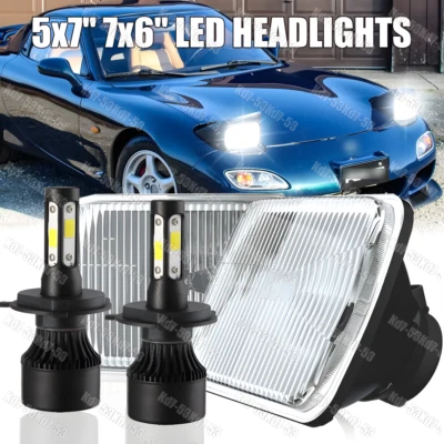 Par de luces LED H4 5x7" 7X6 pulgadas haz alto/bajo para Mazda RX-7 1986-1991 Foto 1 de 4
