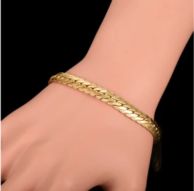 18k Goldkette ArmKette Armband Edelstahl für 21cm Männer Herren Damen vergoldet - Bild 1 von 4