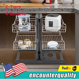 Swing Left & Right Blind Corner Kitchen Cabinet Pull Out Pantry Racks Organizer - Picture 1 of 20