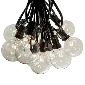 G50 Clear 2 Inch Globe String Lights (Black Wire) for Outdoor Patio, Cafe, Yard - Picture 1 of 7