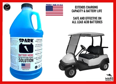 GOLF CART BATTERY RESTORE LIQUID SOLUTION, Repair 6,8,12 Volt, Larger 64oz Size - Image 1 of 3