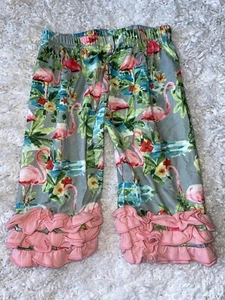 Little Girl Sz. S Flamingo Design Crop Ruffle Leggings. Adorable - Picture 1 of 6