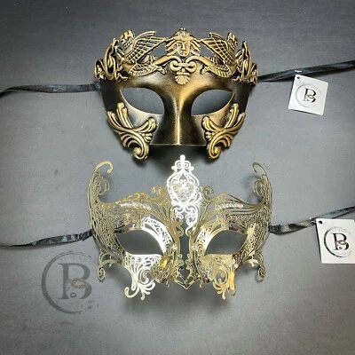 Couple's Masquerade Masks | Masquerade Masks Gold - Image 1 of 2
