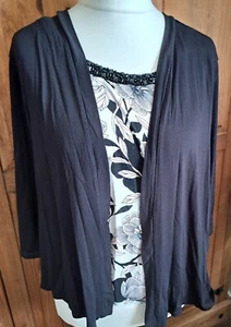A Black Top with Patterned Insert by BHS Size 20 - Picture 1 of 3