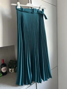 Christopher Kane Luxury Pleated Belt Skirt UK8 petrol blue-Made in UK- RRP 800£ - Picture 1 of 7