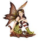 Fairyland Autumn Fairy Elf Sitting on Oak Leaf Figurine