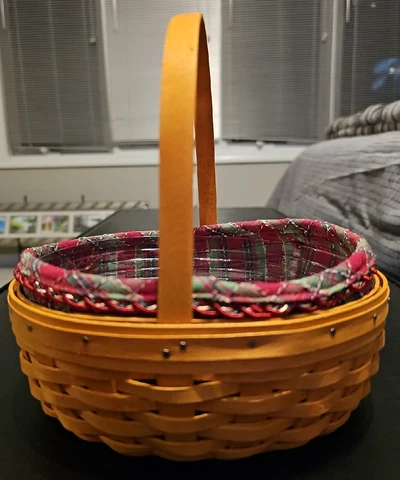 LONGABERGER 2002 SMALL EASTER BASKET+LINER+PROTECTOR OVAL STRAIGHT HANDLE AUTH Cover