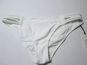 NWT Shade & Shore Womens Size M Bikini Bottom White Cheeky Straps Side Floral - Picture 1 of 5