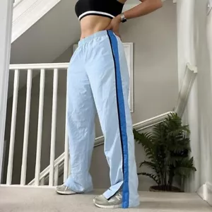 Vintage Women’s Nike Flared Track-pants Trouser Blue Size L Rare Streetwear Y2k - Picture 1 of 6