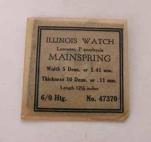 Illinois 6/0 Htg 47370 Factory Packaged New Old Stock Pocket Watch Mainspring 16 - Picture 1 of 3