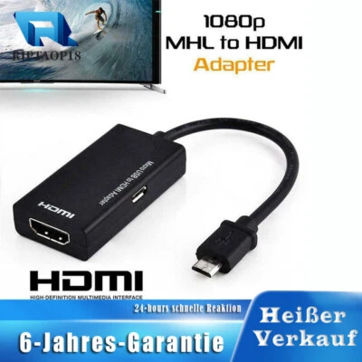 Micro USB zu auf HDMI MHL Adapter Kabel Konverter für Smartphone Handy 1080P DE - Bild 1 von 4