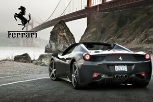 Ferrari Convertible Car Poster 2'x3' Gray Roadster Fast Flashy  Italian Supercar - Picture 1 of 1