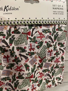 Cath Kidston Christmas Ditsy Fabric Whimsical Christmas Napkins 4-Pack NEW - Picture 1 of 4