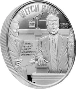 TRUMP 1 oz argento tondo .999 BU MAGA 2024 caccia alle streghe L/E 0188/4500 - Foto 1 di 3