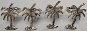 Palme Serviettenringe 4er Set - Silberfarben Metall Küste Tropisch Dekor - Bild 1 von 3