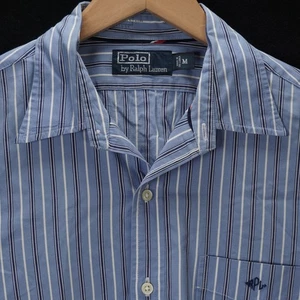 RALPH LAUREN POLO LONG SLEEVE SHIRT BLUE WHITE STRIPED LIGHTWEIGHT MENS SIZE M - Picture 1 of 6