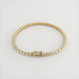 Brazalete de tenis de diamantes cultivados en laboratorio de 2,03 quilates - oro amarillo sólido de 10 quilates - 2 mm - 15,24 cm - Imagen 1 de 4