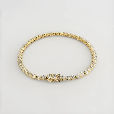 2.03ct Lab Grown Diamond Tennis Bracelet - 10K Solid Yellow Gold - 2mm - 15.24cm - Image 1 of 4