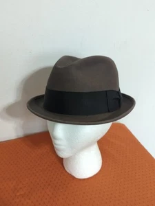 Vintage Dobbs Fifth Avenue New York Gray Fedora Hat Bow 7 1/8 - Picture 1 of 12