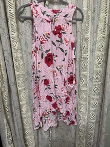 Old Navy Pink Floral Hi-Low Hem Sleeveless Dress Girl’s Size XL (14) NWT - Picture 1 of 5