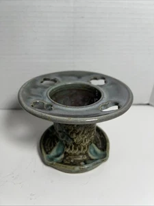 Studio Art Pottery Toothbrush Paint Brush Holder Green & Brown Glaze Signed - Picture 1 of 12