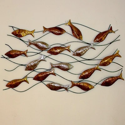 Abstract Modern Mid-Century Metal Wall Sculpture Fish - Image 1 of 4