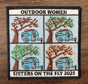 Sisters On The Fly Patch OUTDOOR WOMEN Teardrop Camper Trailer 3.5" PATCH 2025 - Picture 1 of 3