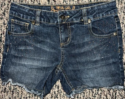 Pantalones Cortos Jean Total Girl Niñas Talla 8 Regular Azul Denim Piedras ¡Excelente Estado! 🍀 Foto 1 de 4