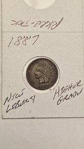 INDIAN HEAD penny 1887 SMALL CENT 1887-P LOT #1 HIGH GRADE FULL LIBERTY - Picture 1 of 6