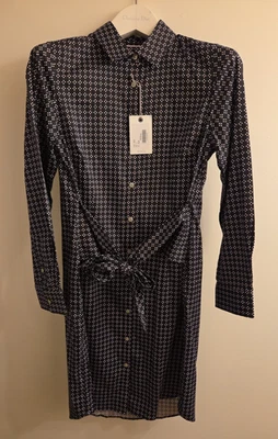 Vestido Camisa UNTUCKit Talla 6 Negro Lunares Botones Cintura Corbata Cuello Mikael Foto 1 de 4