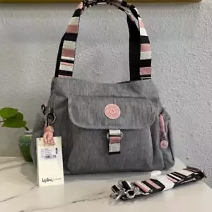 Kipling Fairfax Multiway Bag New With Tags Monkey GREY LINEN Handbag Strap - Picture 1 of 1