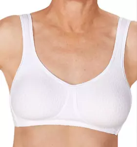 Reggiseno Mastectomia Amoena Mona Bianco 34DD tasche a coppe spalline larghe senza ferretto 606 - Foto 1 di 2