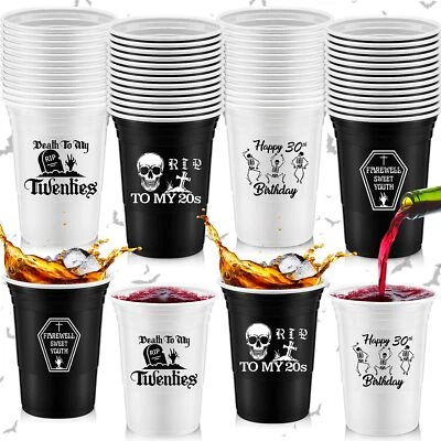 Rtteri 48 Pack Death to My 20s Decorations Cups 16 oz Rip to My 20s Cups 30th - Image 1 of 4