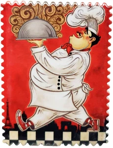 1 Magnete Frigorifero Resina (2,5""x3") CHEF GRASSO FRANCESE CON PIATTO CALDO, SPEDIZIONE GRATUITA - Foto 1 di 4