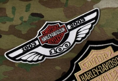 MOVIE WILD HOGS BIKER LEATHER JACKET CHEST SMALL silver PATCH: 100th ANNIVERSARY - Image 1 of 4