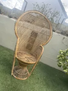 Original 1970’s Vintage Peacock Wicker Chair High Back Lot 2 - Picture 1 of 9