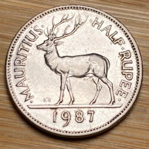 PIECE DE 1/2 ROUPIE 1987 ILE MAURICE (1231) - Imagen 1 de 2