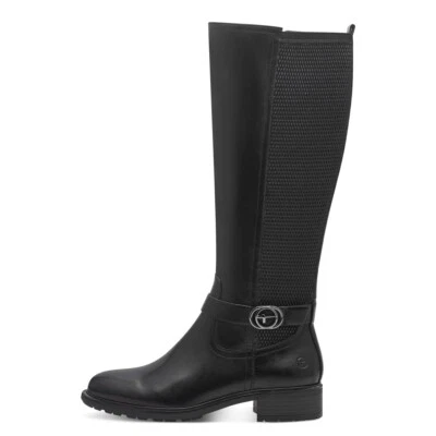 Tamaris Stiefel 1-25618-43 001 Leder Schaftstiefel schwarz XS-Schaft Touch-it