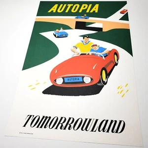 Autopia Poster Disneyland Authentic Disney Lithographie Druck 12x18 Grand Prix - Bild 1 von 2