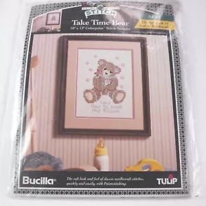 Muestreador de puntos de color Bucilla Take Time Bear 10 x 13 - Imagen 1 de 4