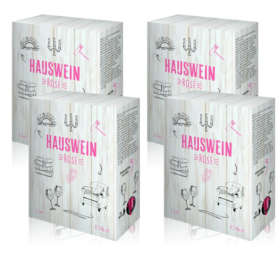 Hauswein Rosé, halbtrocken, Bag-in-Box, sortenreines Weinpaket (4x3,0l) - Bild 1 von 1