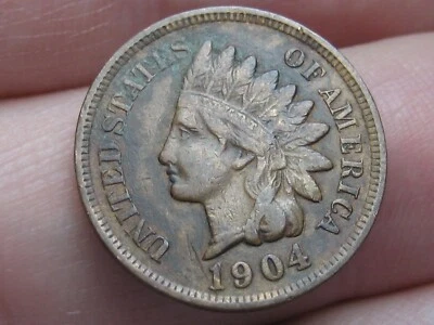 1904 Indian Head Cent Penny- XF Details, Diamond - Image 1 of 3
