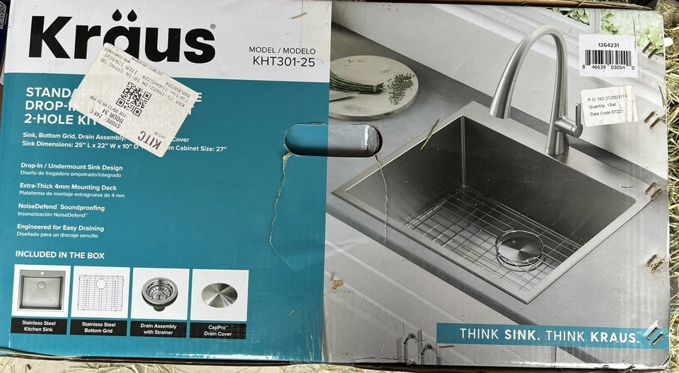 Fregadero de cocina, acero inoxidable, Drop In, nuevo en caja Foto 1 de 1