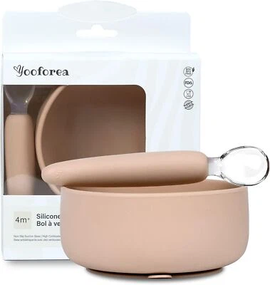 Juego de ventosa y cuchara de silicona de grado alimenticio para alimentación de destete LED para bebé niño pequeño Foto 1 de 4