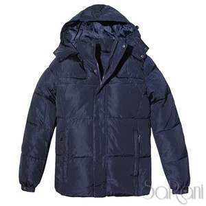Giacca Uomo Giubbotto Piumino Caldo Invernale Cappuccio Elegante Blu Parka - Imagen 1 de 4