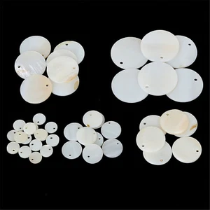 20Pcs Drilled Natural Shell Disc Mother of Pearl Charm Pendant Findings 8-30mm - Picture 1 of 4