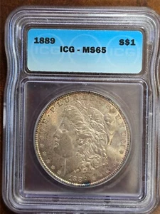 1889-P Morgan Silver Dollar - MS65 by ICG - Picture 1 of 4