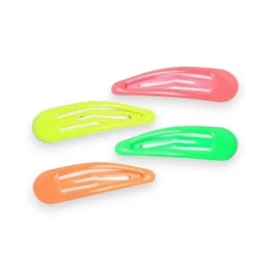 Pinzas para el cabello de metal recubiertas de plástico tono neón 4 piezas Snap Bendies Sleepies 5 cm (2") - Imagen 1 de 2