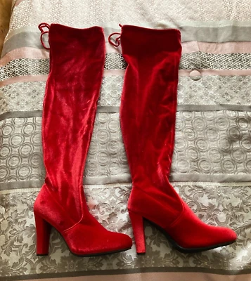 Ami Club Wear Women's Velvet Above Knee Pull Up Boot 4 1/4" Heels size 10 - Image 1 of 4